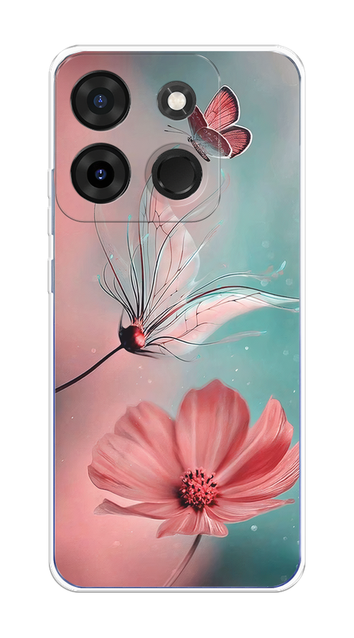 

Чехол на Infinix Smart 7 Plus "Бабочка и цветок", Голубой;розовый, 3103950-1