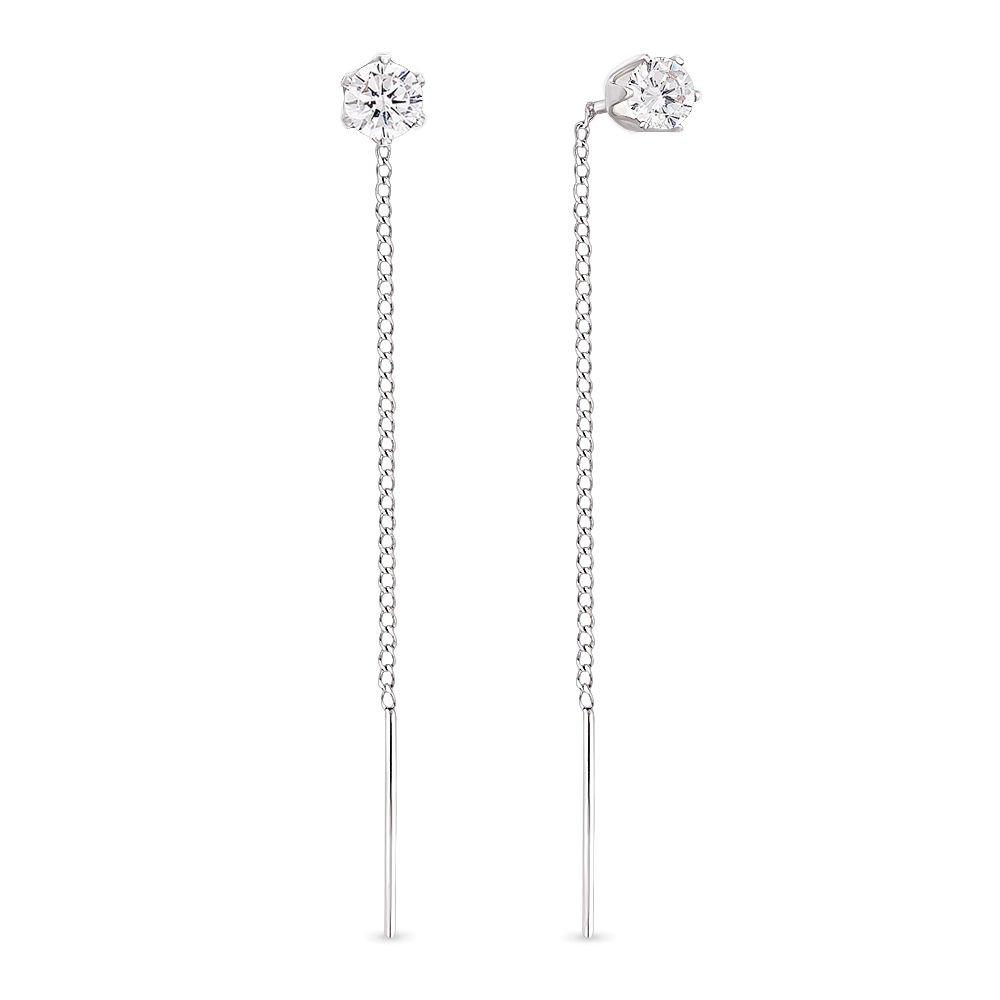 

Серьги продевки из серебра 585Gold 702005462, фианит, 702005462