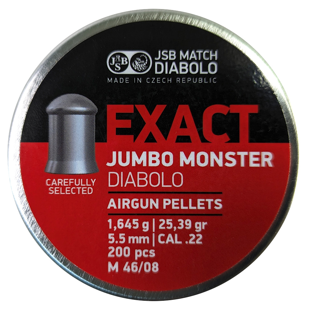 

Пули для пневматики JSB Exact Jumbo Monster Diabolo 5,52мм 1,645г (200шт), Exact Jumbo Monster Diabolo