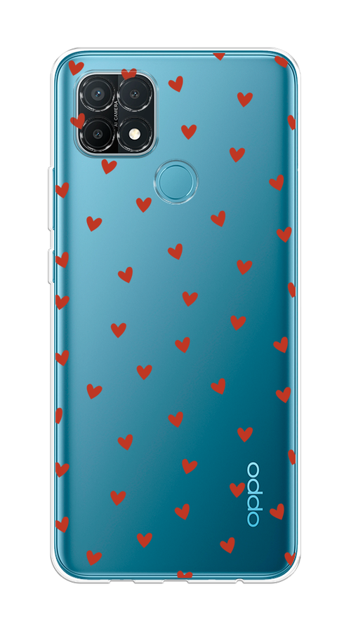 

Чехол на Oppo A15/A15s "Red hearts", Красный;прозрачный, 255650-1