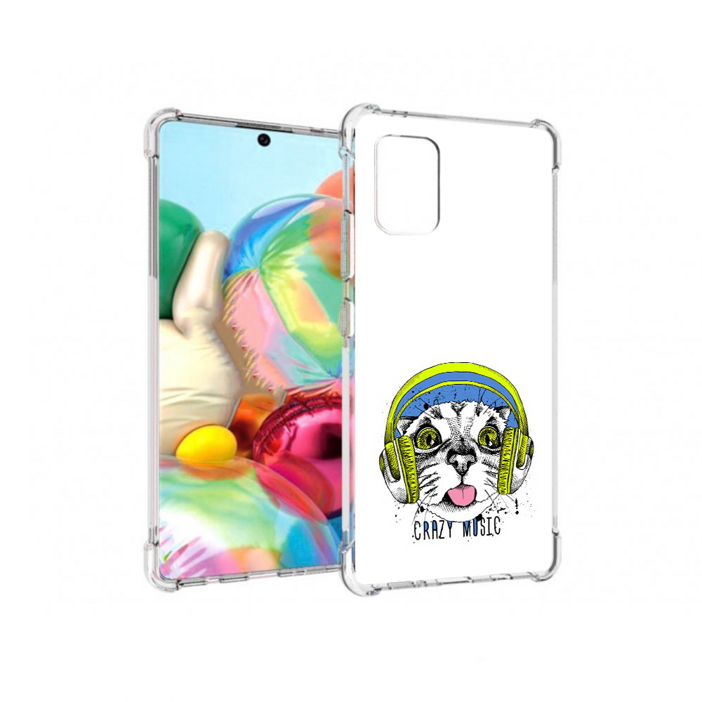 Чехол MyPads Tocco для Samsung Galaxy A71 кошка в наушниках рисунок (PT226912.529.403)