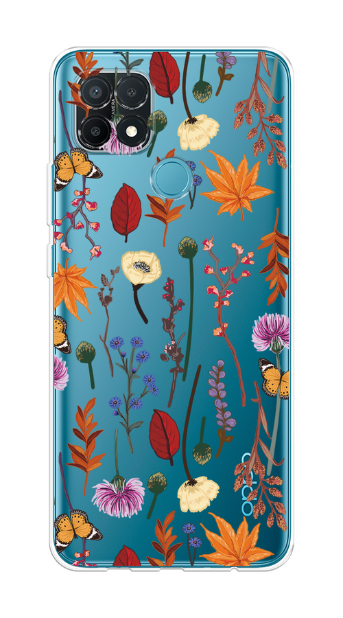 

Чехол на Oppo A15/A15s "Orange Purple flowers", Оранжевый;красный;розовый;желтый;прозрачный, 255650-1