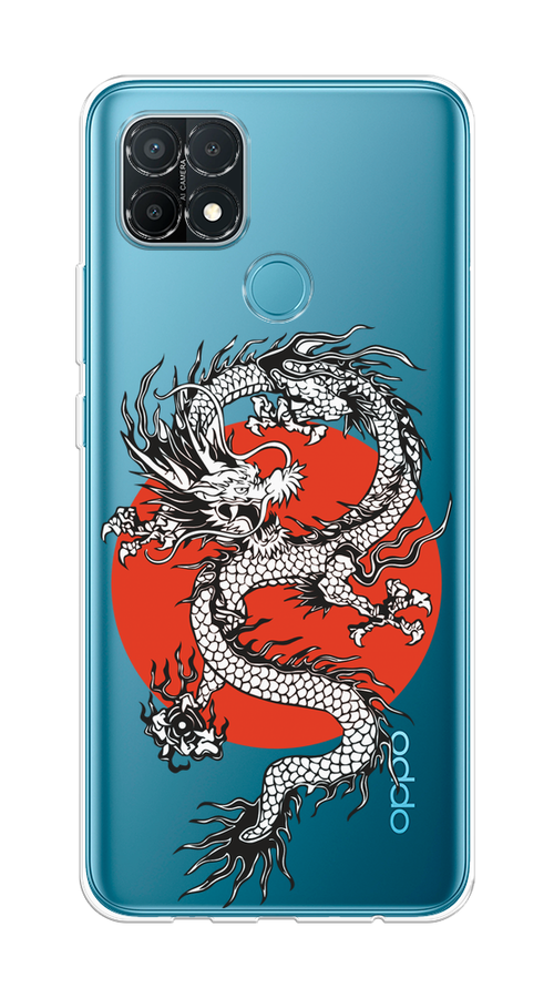 

Чехол на Oppo A15/A15s "Восходящий дракон", Белый;черный;красный, 255650-1
