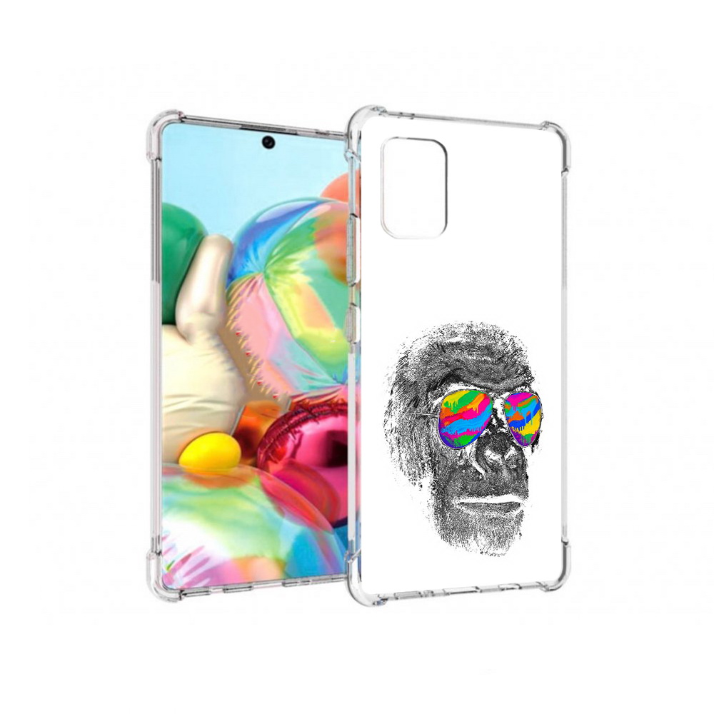 

Чехол MyPads Tocco для Samsung Galaxy A71 крутая обезьяна в очках (PT226912.529.422), Прозрачный, Tocco
