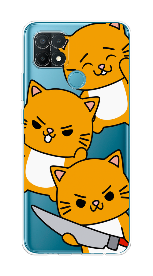 

Чехол на Oppo A15/A15s "Опасные котики", Оранжевый;серый;белый, 255650-1