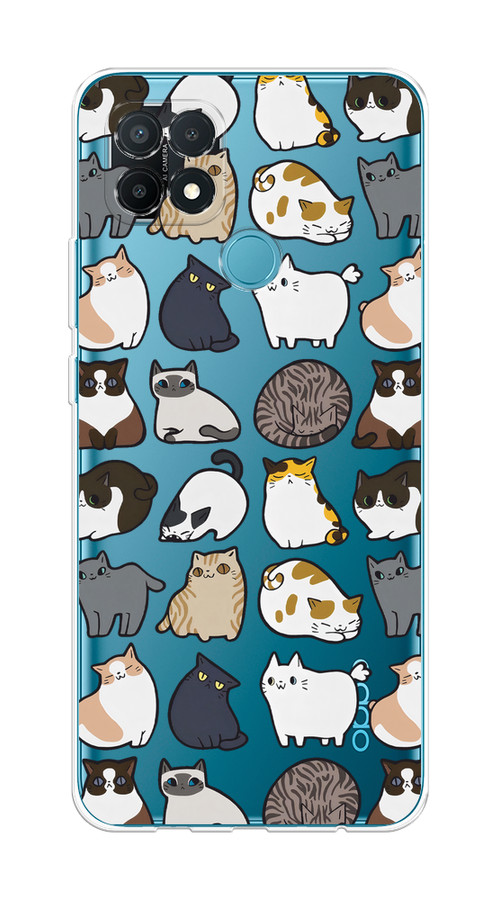 

Чехол на Oppo A15/A15s "Милые котики", Прозрачный;белый;серый, 255650-1