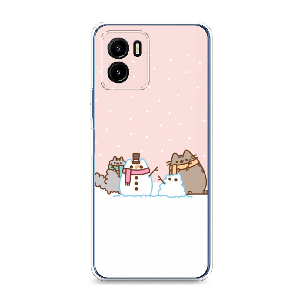 

Чехол для Vivo Y15s "Котики в снегу", Розовый;белый;серый, 265650-5