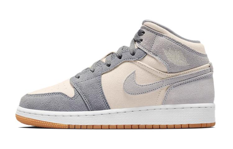 

Кеды унисекс Jordan Air Jordan 1 Mid GS серые 37.5 EU, Серый, Air Jordan 1 Mid GS