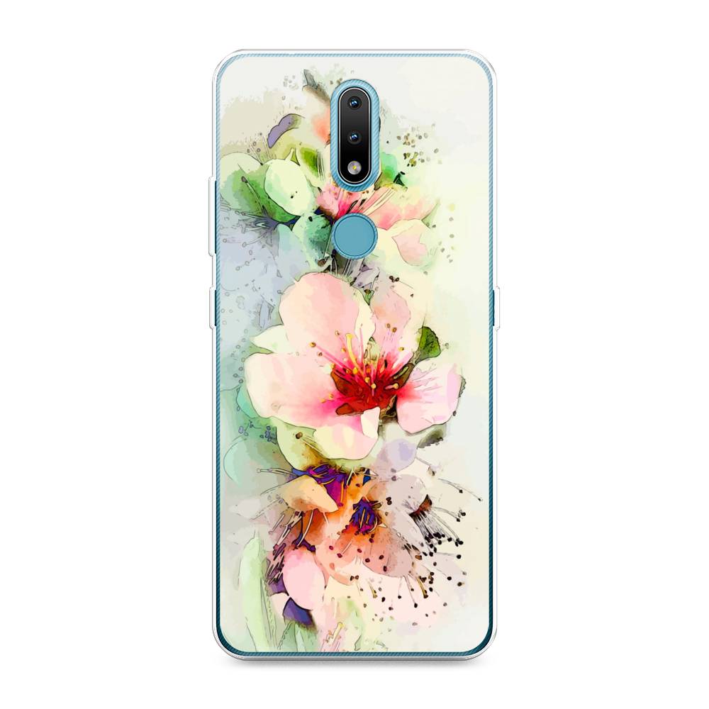 

Чехол на Nokia 2.4 "Нежные цветы", Зеленый;розовый, 123850-2