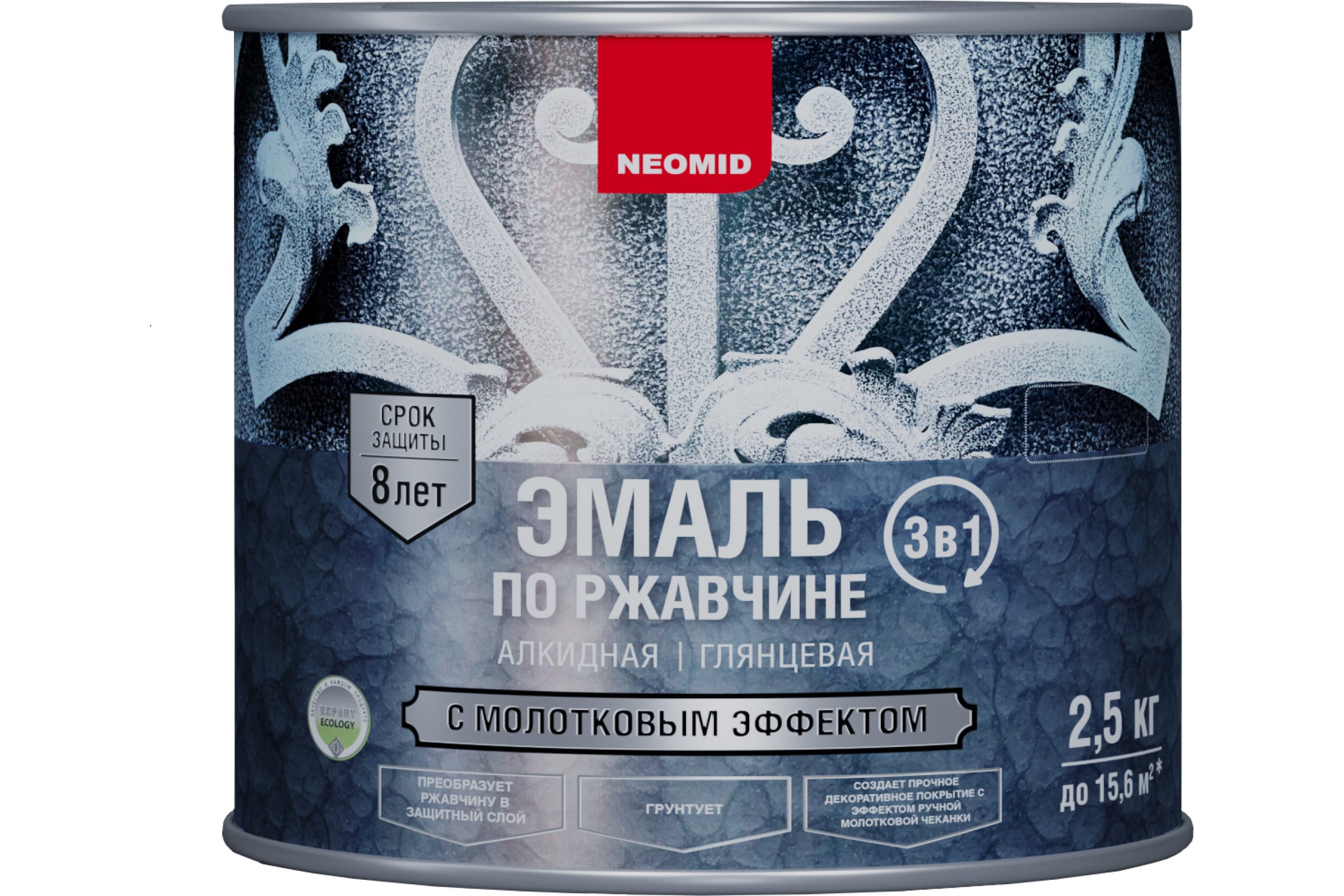 фото Neomid эмаль по ржавчине с молотковым эффектом горький шоколад 25 кг н-эммолот-2,5/гшок