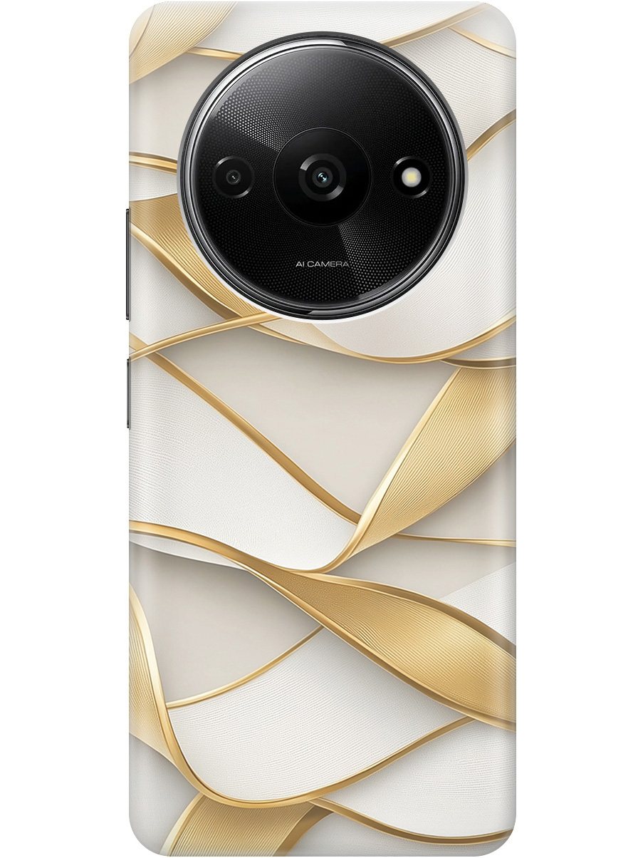 

Силиконовый чехол на Xiaomi Redmi A3, Poco C61 с принтом "Волны из золота", Прозрачный;белый;золотистый, 780484031