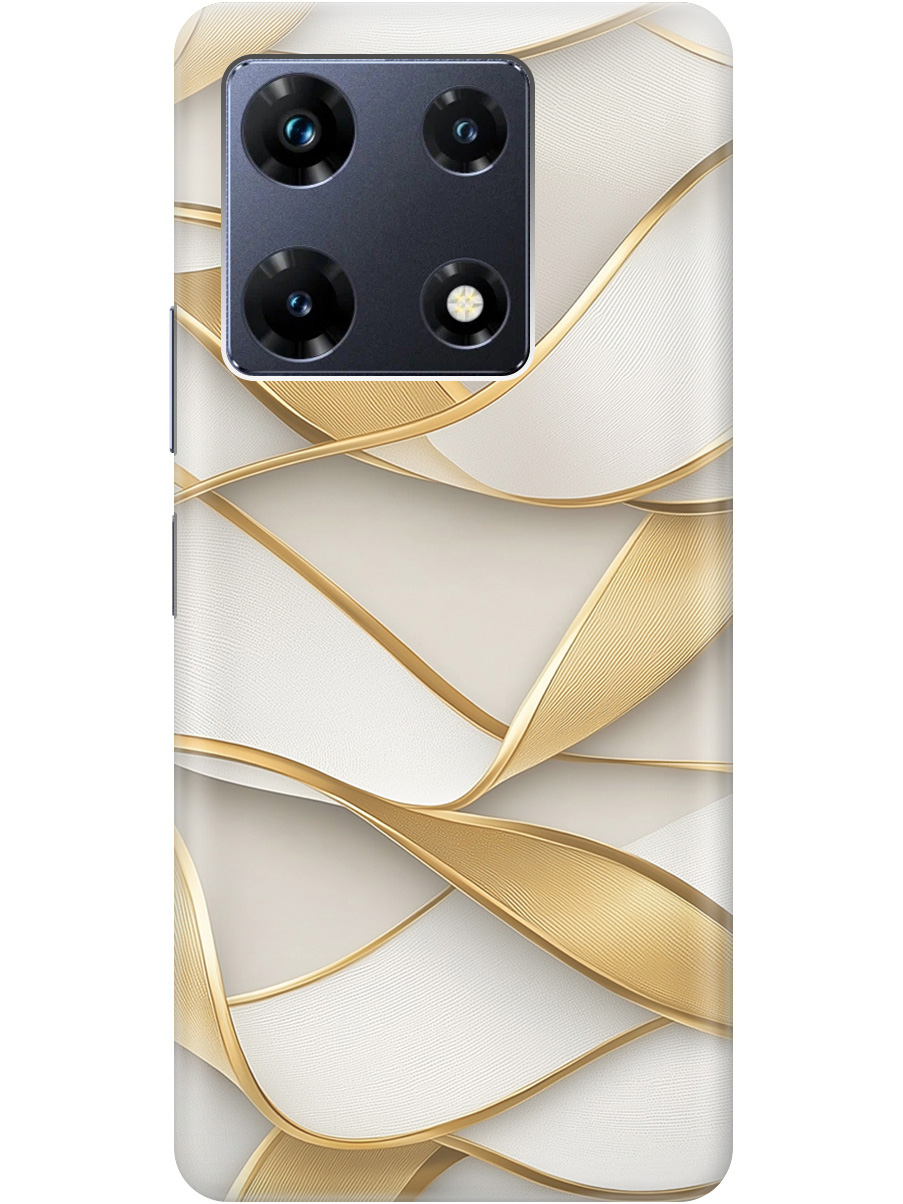 

Силиконовый чехол на Infinix Note 30 Pro с принтом "Волны из золота", Прозрачный;белый;золотистый, 773942831