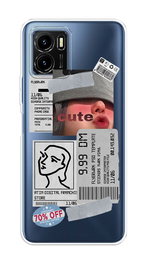 

Чехол на Vivo Y15s "Cute girl collage", Розовый;серый;голубой, 265650-6