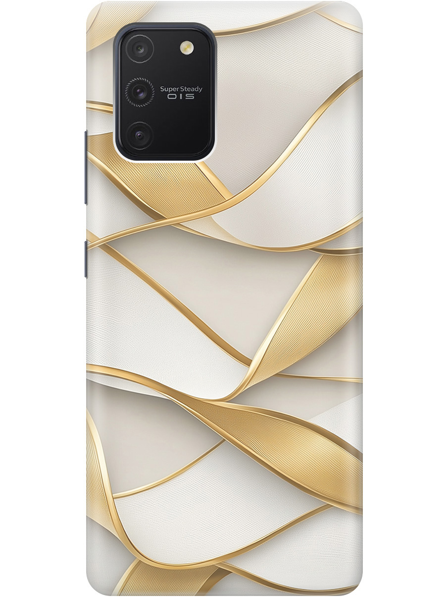 

Силиконовый чехол на Samsung Galaxy S10 Lite с принтом "Волны из золота", Прозрачный;белый;золотистый, 722694731