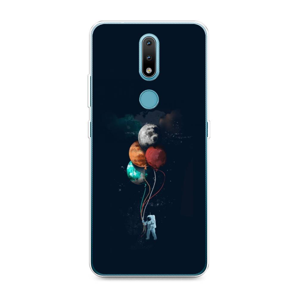 

Чехол на Nokia 2.4 "Космонавт с шариками", Разноцветный, 123850-4