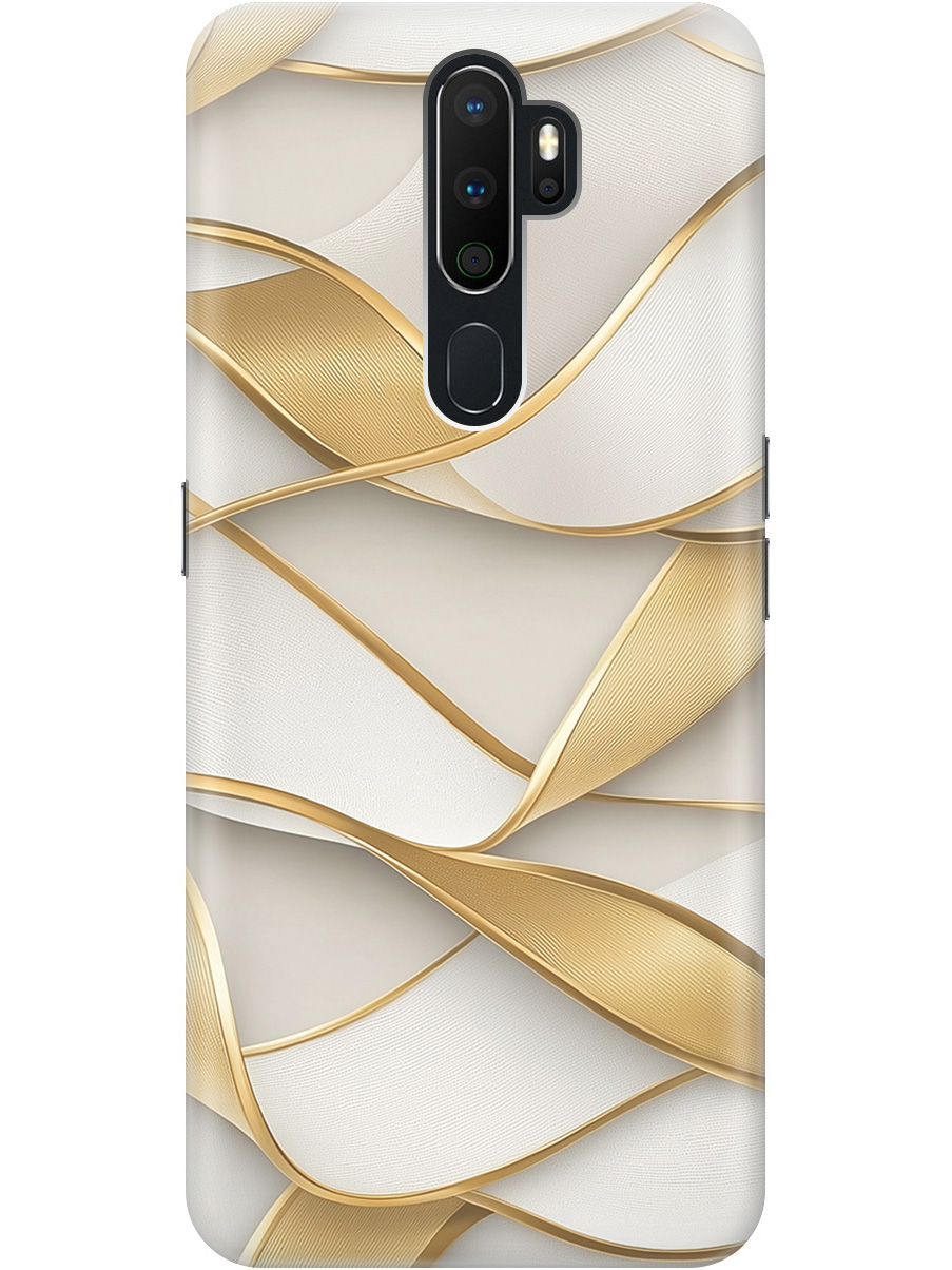 

Силиконовый чехол на Oppo A5 (2020)/A9 (2020) с принтом "Волны из золота", Прозрачный;белый;золотистый, 726151331