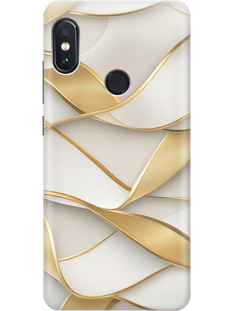 

Силиконовый чехол на Xiaomi Redmi Note 5/Note 5 Pro с принтом "Волны из золота", Прозрачный;белый;золотистый, 717568731