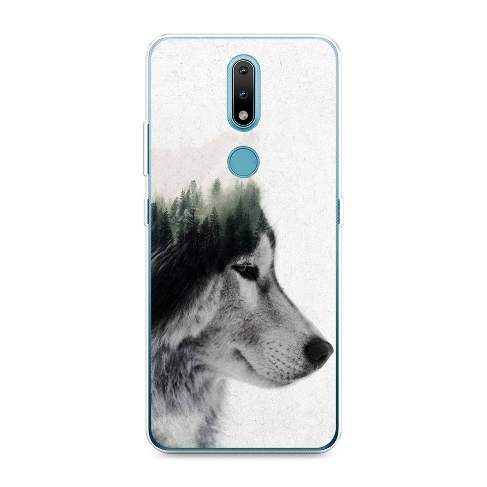 

Чехол на Nokia 2.4 "Волк лес", Серый;белый, 123850-1