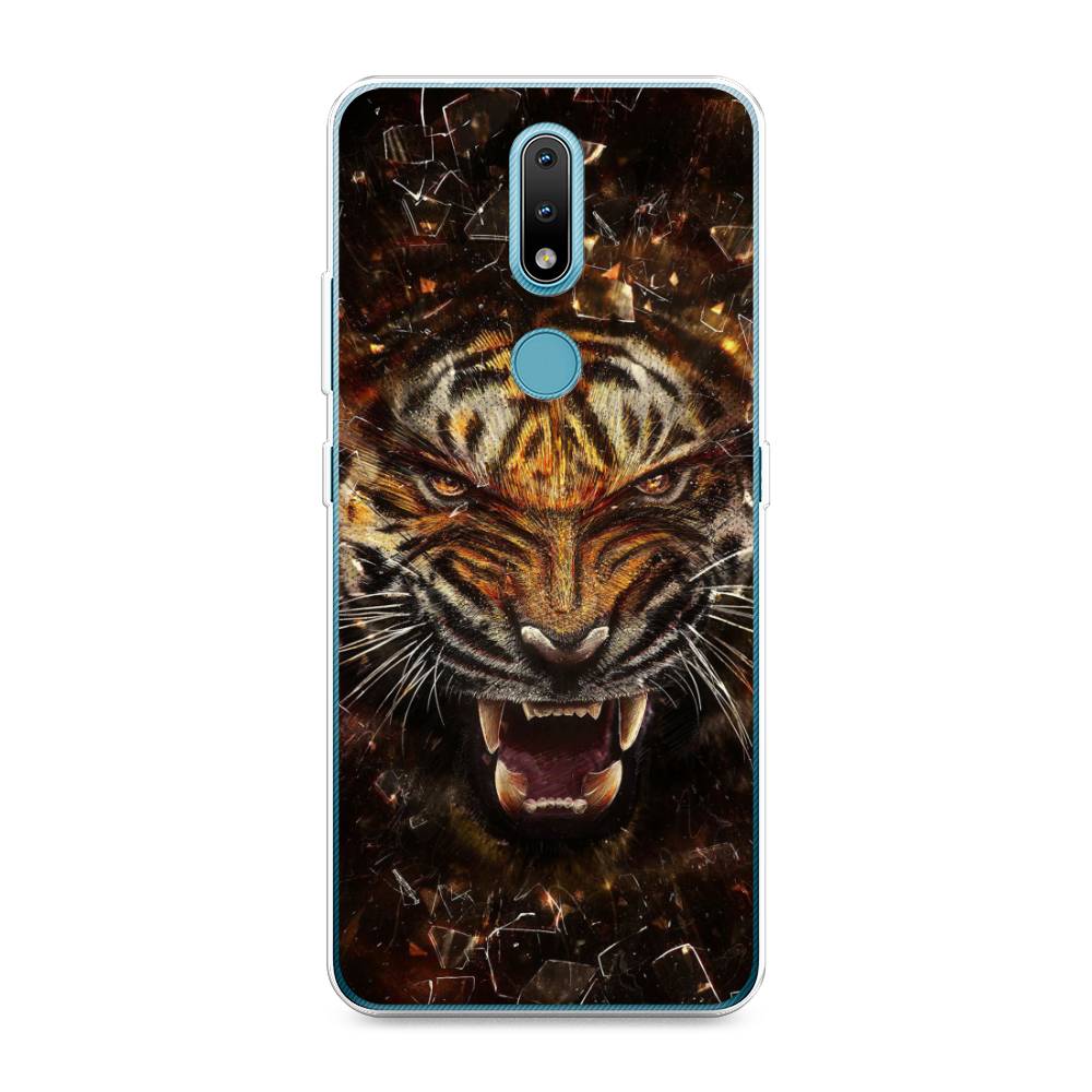 

Чехол на Nokia 2.4 "Тигр осколки", Оранжевый;серый;черный, 123850-1