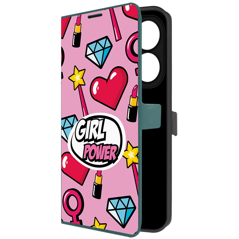 

Чехол-книжка Eco Book для INFINIX Smart 8 Pro Girl Power (зелёный опал), Зеленый