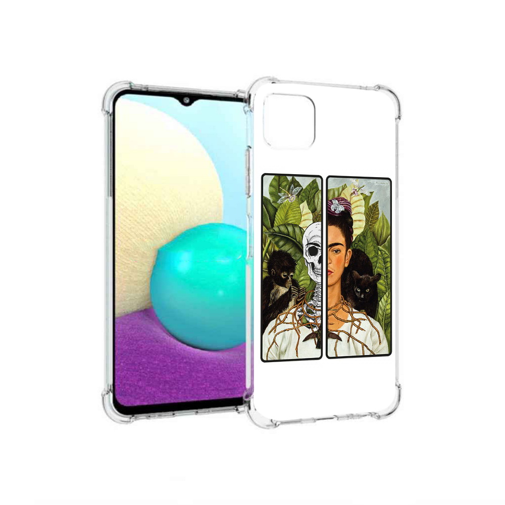 Чехол MyPads Tocco для Samsung Galaxy A22 сдвоенная картинка девушка скелет