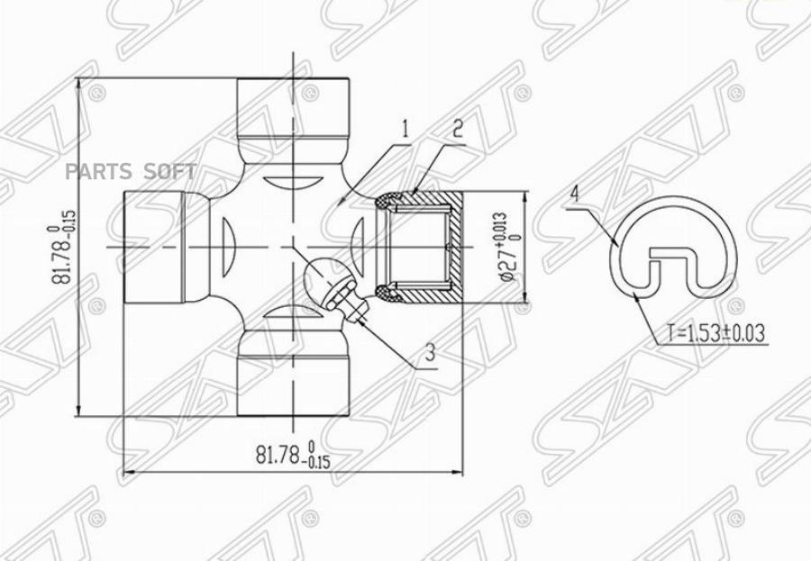 Крестовина Land Rover Discovery 05-/Range Rover Sport 05- Sat арт. ST-TVB500360SP