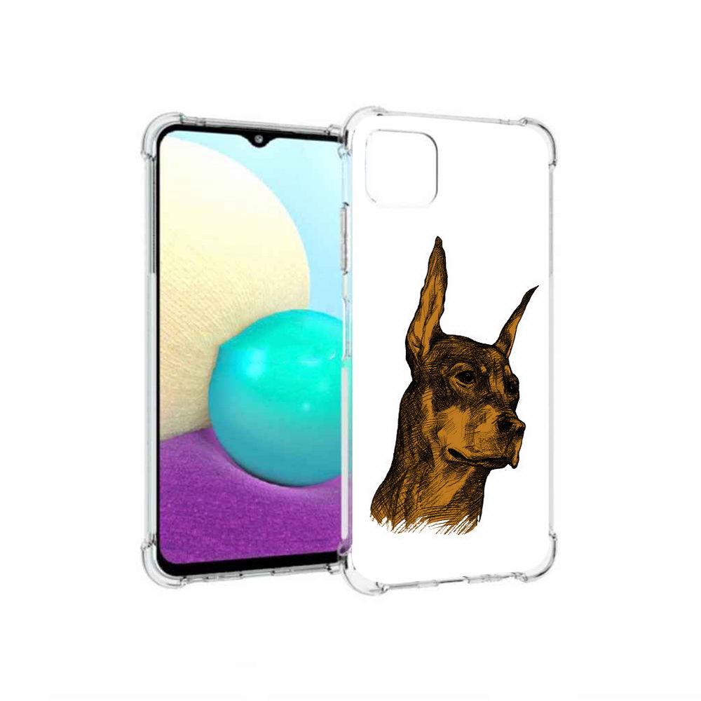 

Чехол MyPads Tocco для Samsung Galaxy A22 скетч доберман, Прозрачный, Tocco