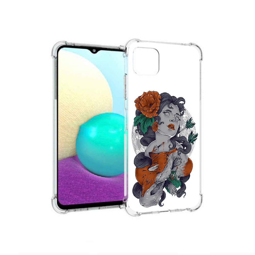 

Чехол MyPads Tocco для Samsung Galaxy A22 темная девушка с лисой, Прозрачный, Tocco