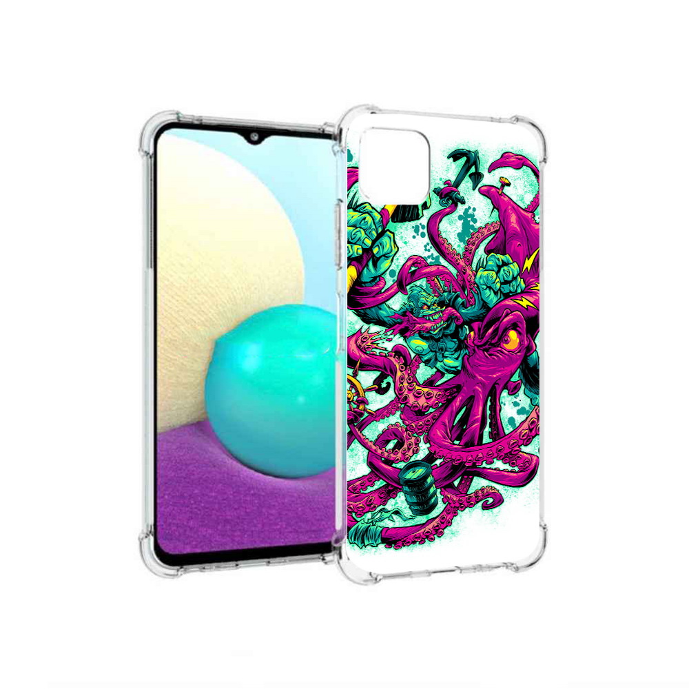 

Чехол MyPads Tocco для Samsung Galaxy A22 фиолетовый кракен, Прозрачный, Tocco