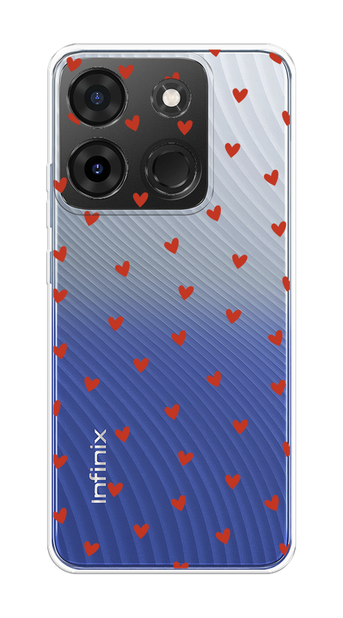 

Чехол на Infinix Smart 7 Plus "Red hearts", Красный;прозрачный, 3103950-1