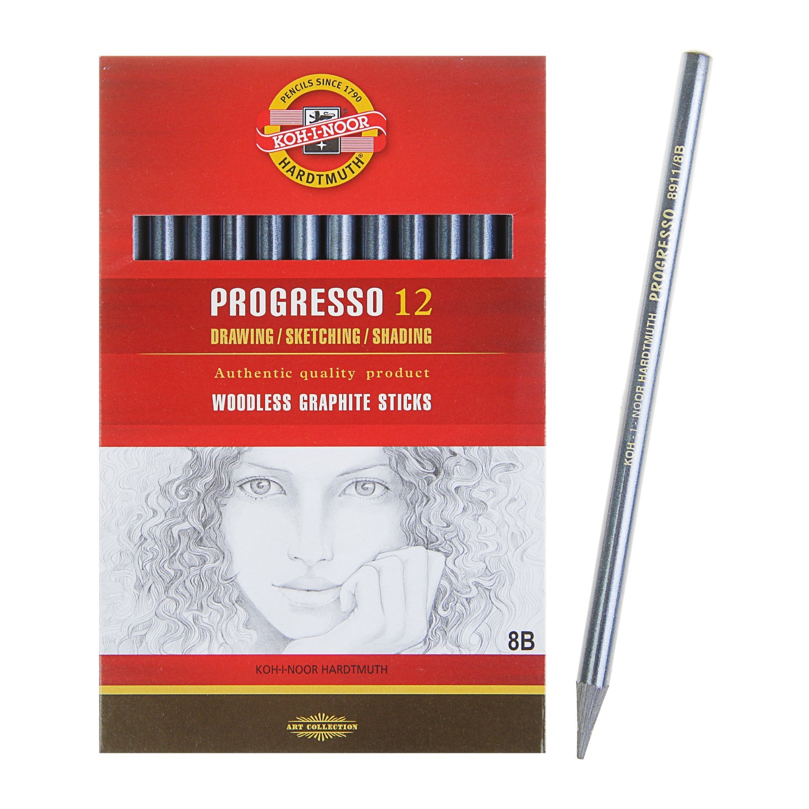 

Карандаш чернографитный Koh-I-Noor Progresso 8911, 8В, 12 шт.