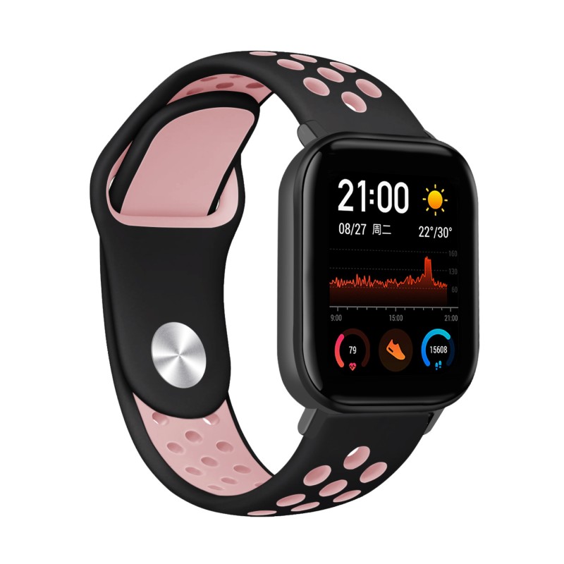 

Силиконовый ремешок для Amazfit Bip/Bip Lite/GTR 42mm/GTS, 20 мм (черный/пудровый), Amazfit Bip/Bip Lite/GTR 42mm/GTS, 20 мм