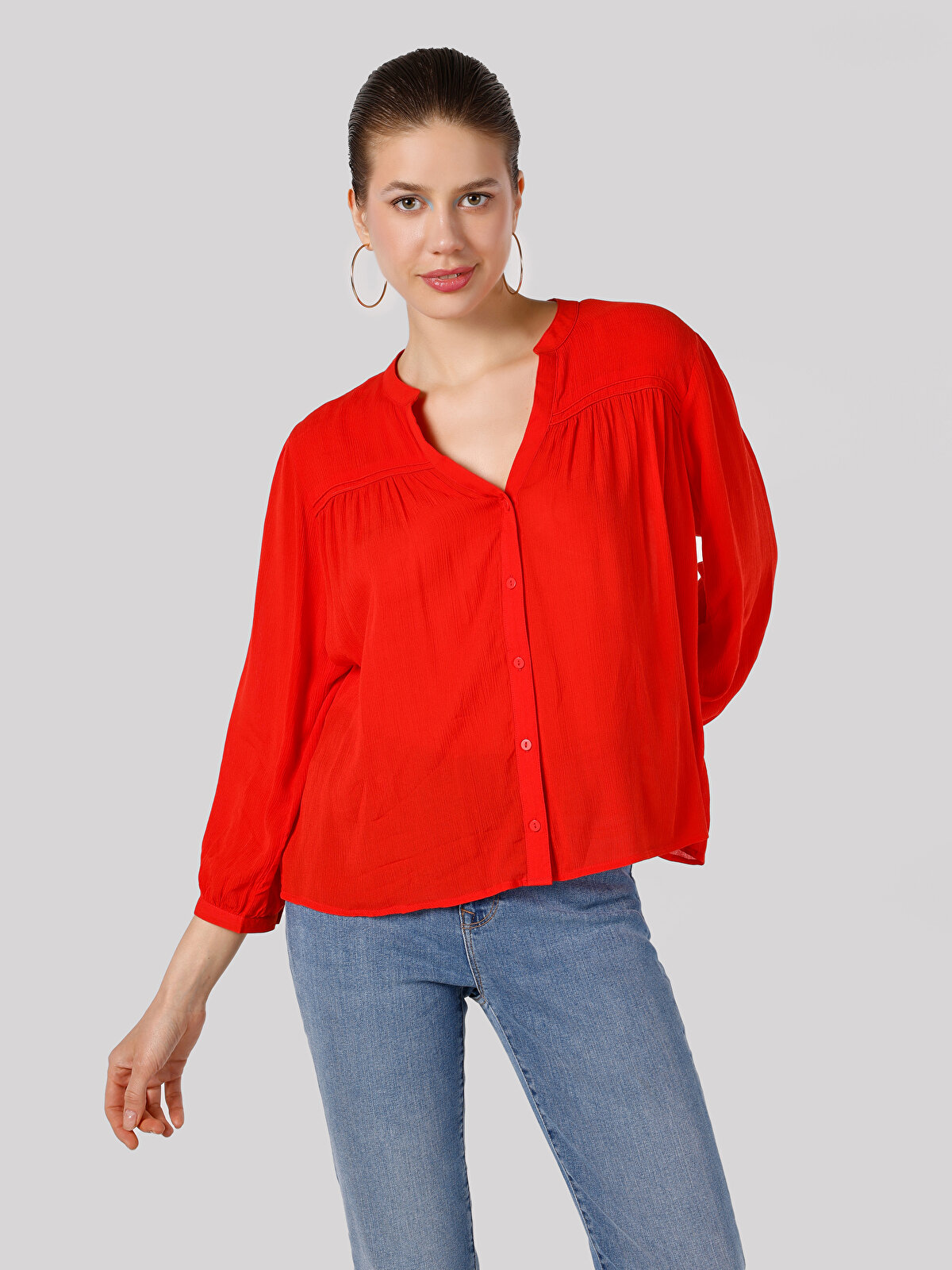 

Блуза женская Colin's CL1063878 красная XS, Красный, CL1063878