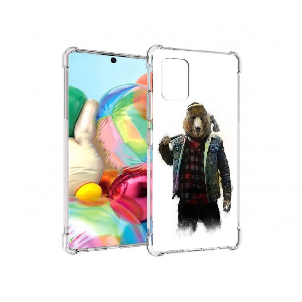 

Чехол MyPads Tocco для Samsung Galaxy A71 медведь с топором (PT226912.529.469), Прозрачный, Tocco