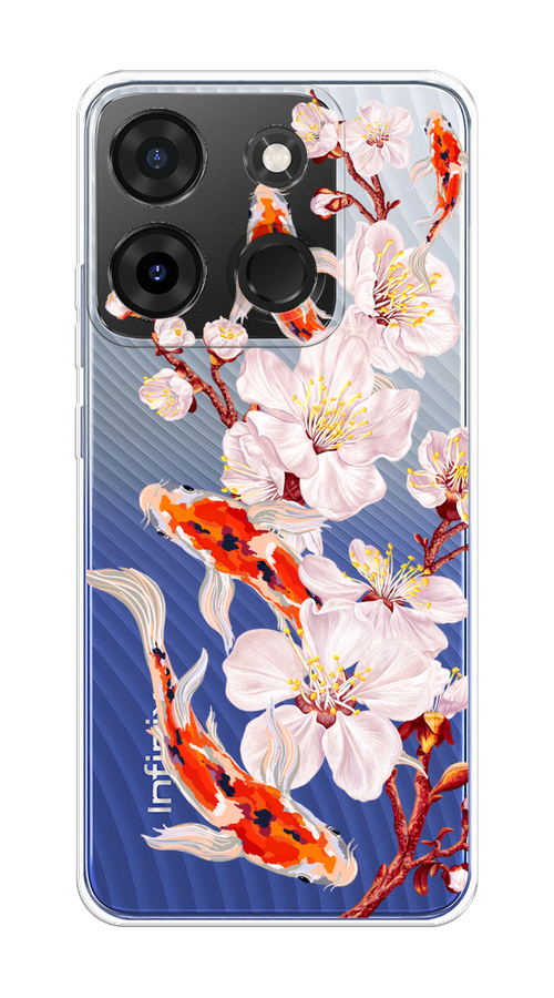 

Чехол на Infinix Smart 7 Plus "Карпы и сакура", Оранжевый;розовый;бежевый;прозрачный, 3103950-1
