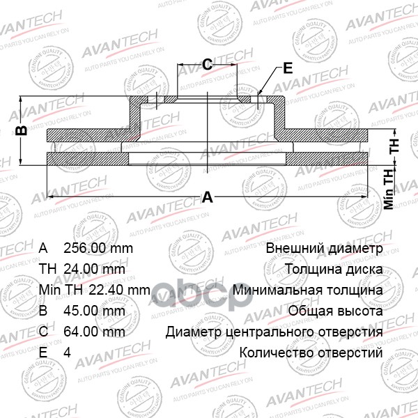 

Тормозной диск AVANTECH BR0517S