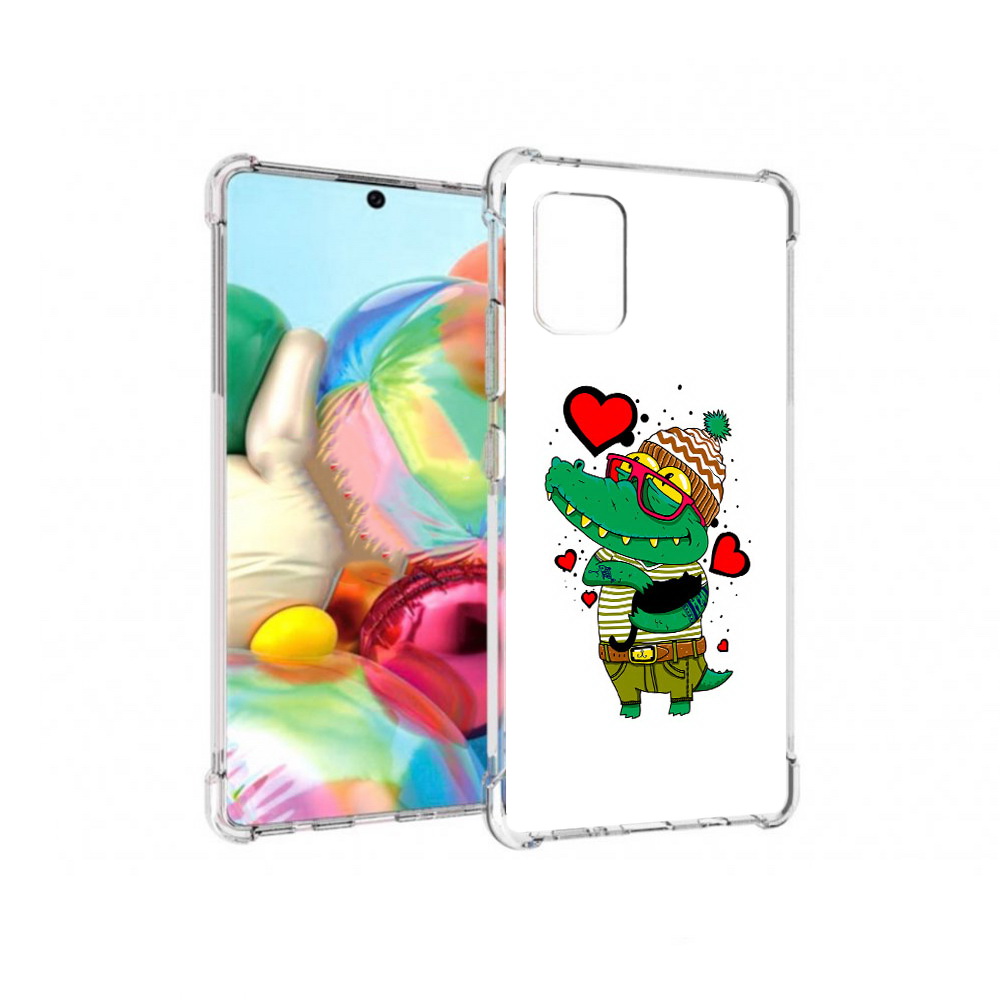 

Чехол MyPads Tocco для Samsung Galaxy A71 Влюбленный крокодил (PT226912.529.48), Прозрачный, Tocco