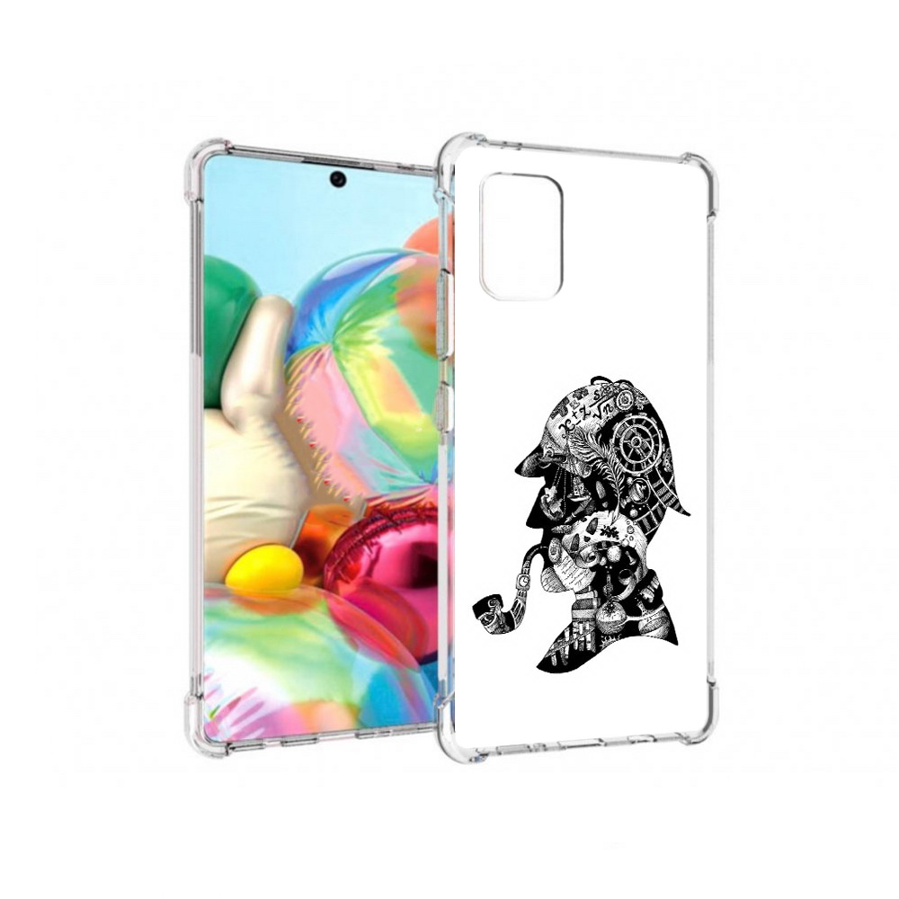 

Чехол MyPads Tocco для Samsung Galaxy A71 мужчина с трубкой абстракция (PT226912.529.488), Прозрачный, Tocco