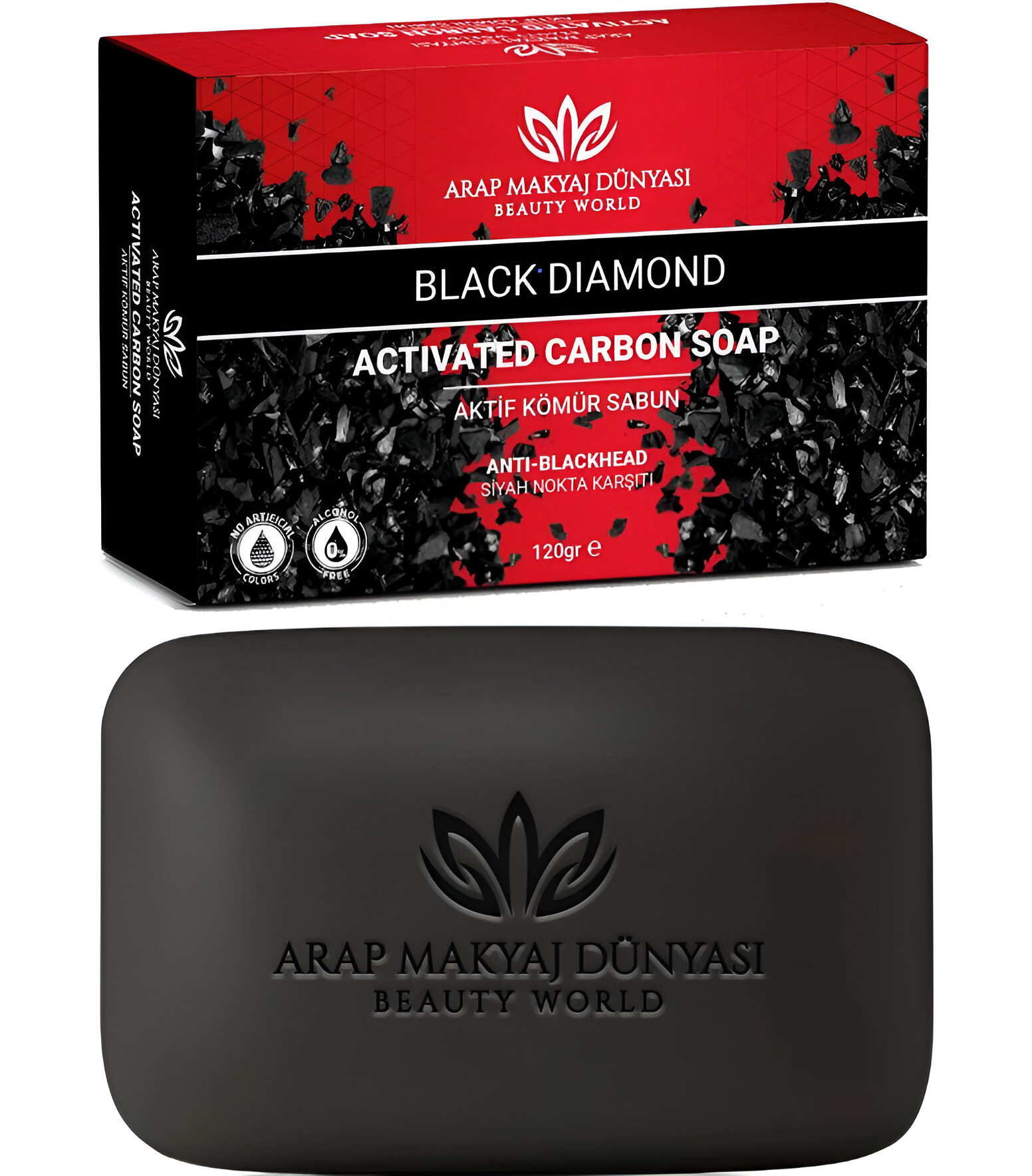 Мыло против прыщей и черных точек Arab Makeup World Black Diamond с углем 120 гр herbolive массажное мыло для пилинга с критской душицей против целлюлита 100