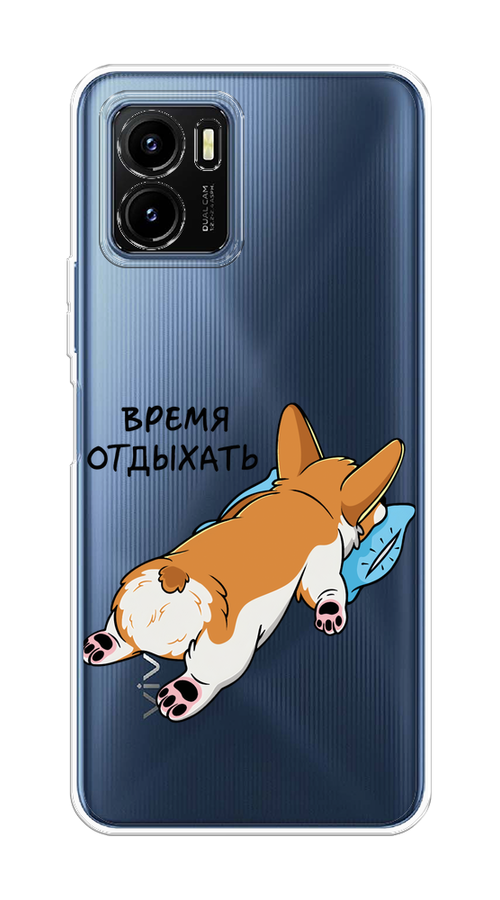 

Чехол на Vivo Y15s "Корги отдыхает", Черный;коричневый;голубой, 265650-1