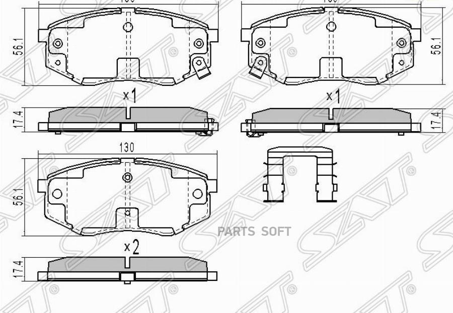

Колодки тормозные перед HYUNDAI SONATA YF 15 10-/IX 20 10- 1шт SAT ST-58101-2SA00
