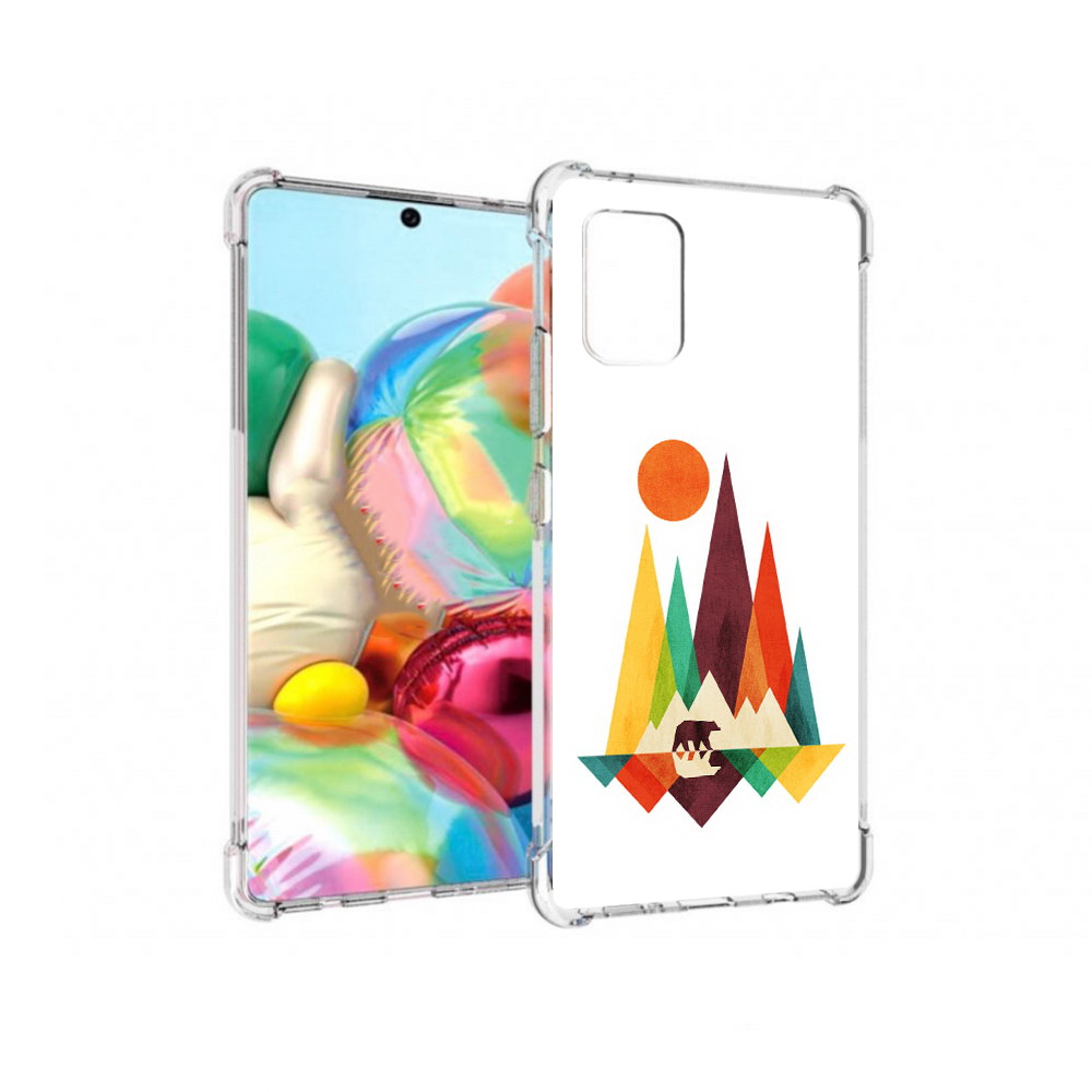 

Чехол MyPads Tocco для Samsung Galaxy A71 нарисованные горы с медведем (PT226912.529.506), Прозрачный, Tocco