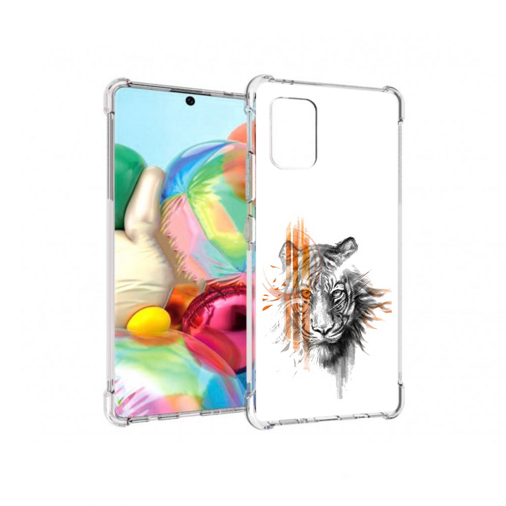 

Чехол MyPads Tocco для Samsung Galaxy A71 огненный тигр (PT226912.529.526), Прозрачный, Tocco