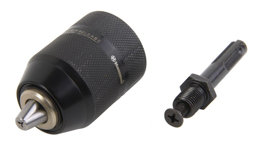 

Быстрозажимной патрон для дрели, шуруповерта Hammer Flex 208-206 (33691), CH-4 1,5-13MM/1,2''-20UNF самозажимной, металлический+переходник SDS+