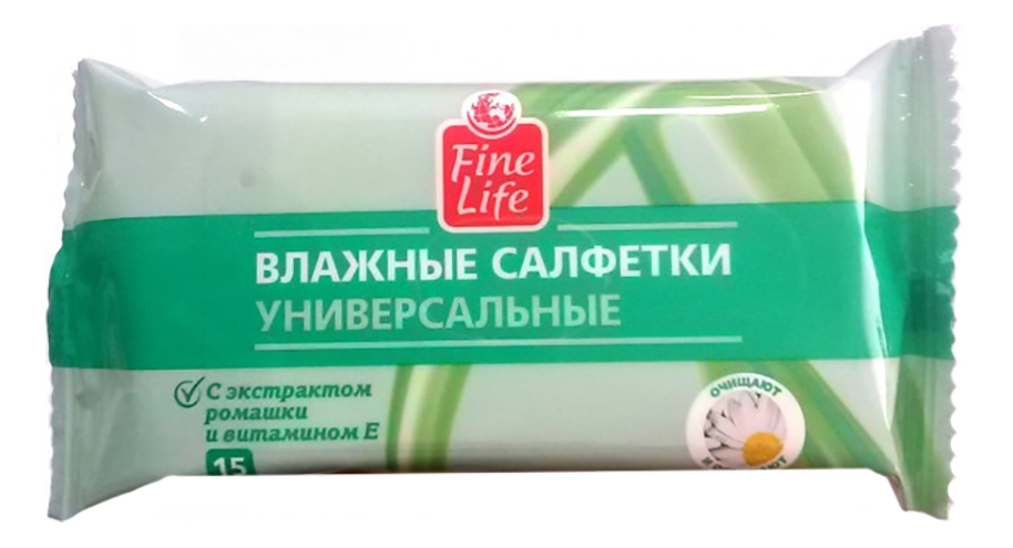 фото Влажные салфетки fine life универсальные, 15 шт,