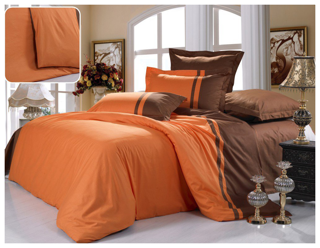 

Комплект постельного белья Valtery home collection семейный, Коричневый;оранжевый, OD-26