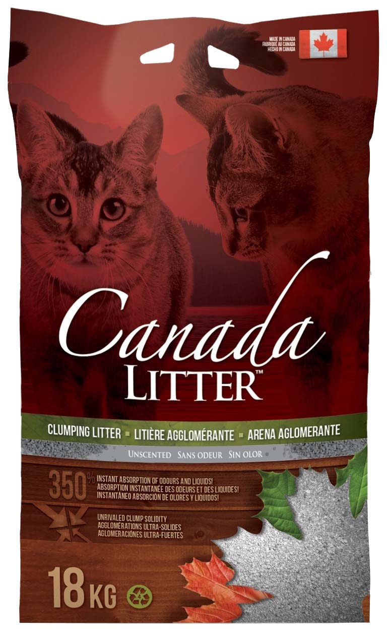 фото Комкующийся наполнитель для кошек canada litter запах на замке, без запаха, 18 кг, 63 л