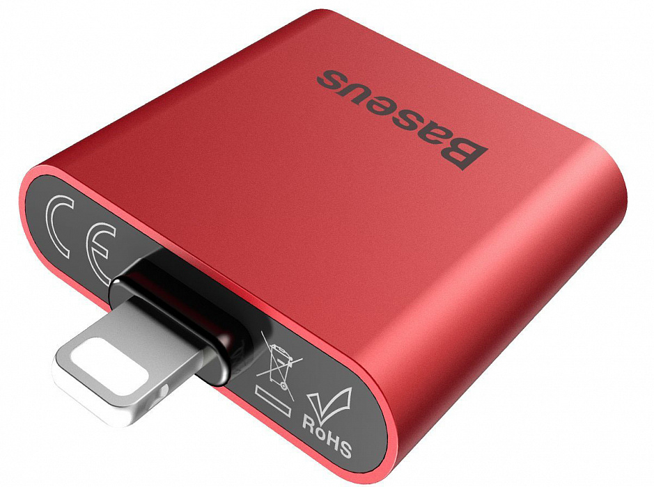 

Переходник Baseus IP To Double IP Socket Adapter L39 Red, Красный