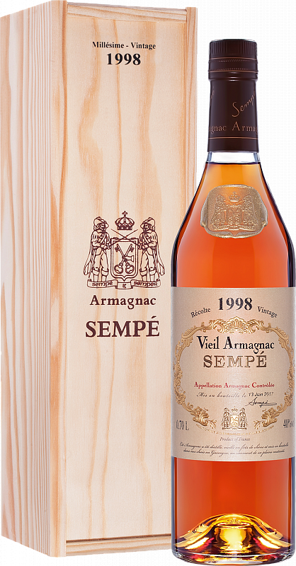 

Арманьяк Sempe Vieil, Armagnac AOC , 40 %, 700 мл, 1998г, gift box