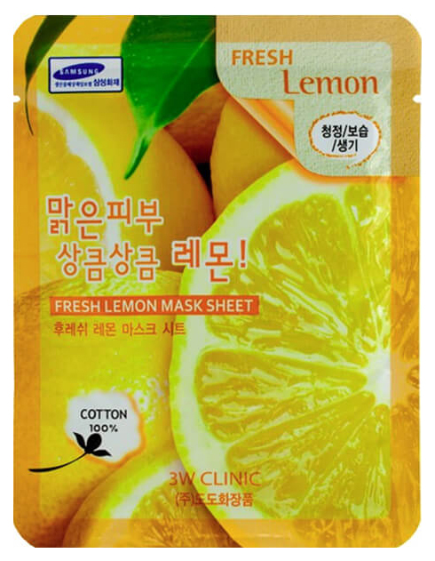 Маска для лица 3W Clinic Fresh Lemon Mask Sheet 23 мл cool breeze дезодорант спрей женский fresh 200 0
